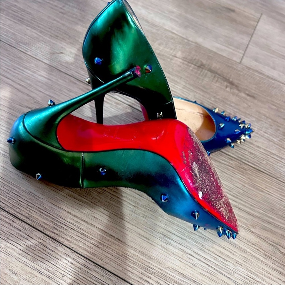 Studded Green and Red Women's Heels